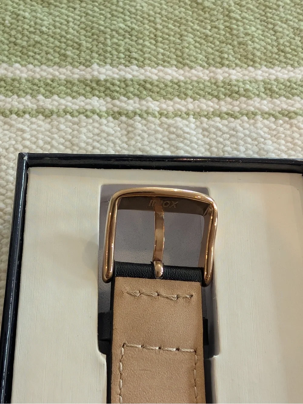 Black Strap Rose Gold Case Chronograph Watch
